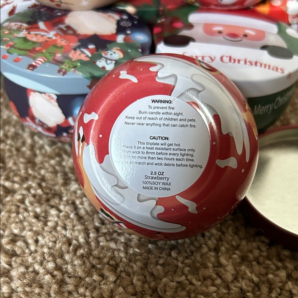 Festive Christmas Soy Wax Candle in Tin 2.5oz - 2 Per Purchase - Picture 3 of 4